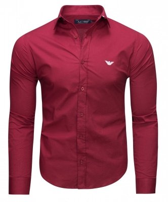 Koszula Armani Jeans bordowa Slim Fit męska logo