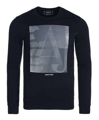 Armani Jeans bluza granatowa męska duże logo bawełniana