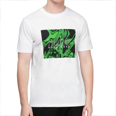 Hugo Boss t-shirt koszulka na krótki rękaw męska biała duży nadruk