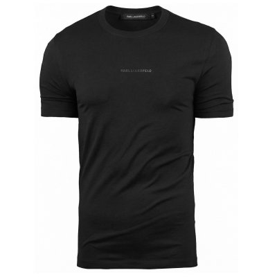 Karl Lagerfeld t-shirt koszulka czarna logo na środku bawełniana