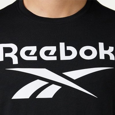 Reebok t-shirt czarny bawełniany męski koszulka duży napis