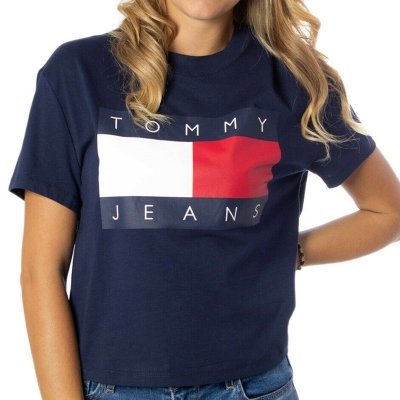 T-shirt Tommy Jeans koszulka bluzka damska granatowa duże logo