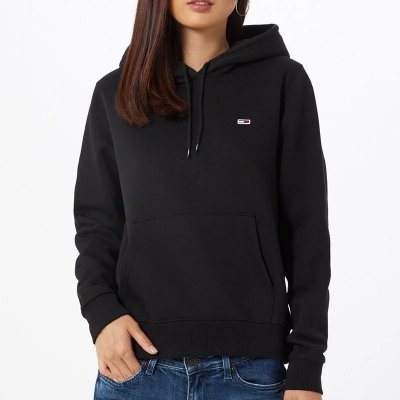 Bluza Tommy Jeans damska kangurka z kapturem czarna
