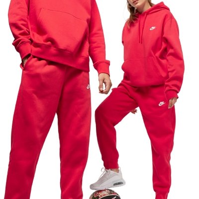 Nike komplet dresowy bawełniany męski spodnie bluza z kapturem czerwony