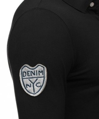 Longsleeve koszulka Tommy Hilfiger Denim na długi rękaw męska czarna z kołnierzykiem