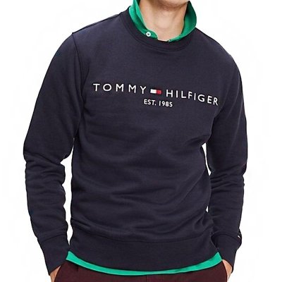 Bluza Tommy Hilfiger męska granatowa wkładana przez głowę bawełniana duże logo