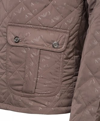 Armani Jeans męska kurtka przejściowa brązowa ze stójką z motywem logotypów pilotka