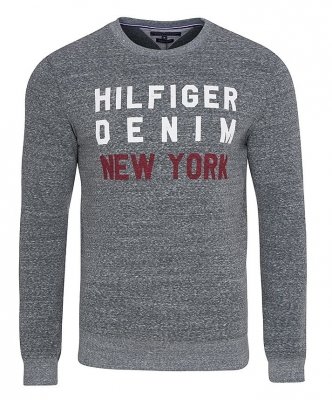 Bluza Tommy Hilfiger męska grafitowa duże logo bawełniana