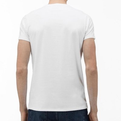 T-shirt koszulka Lacoste męska biała bawełniana z dekoldem V