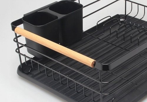 Kuchenna suszarka do naczyń z tacką ociekacz duża czarna