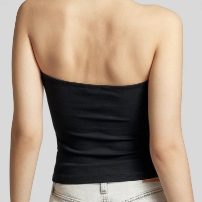 Top Tommy Jeans t-shirt damski czarny dopasowany bez ramiączek