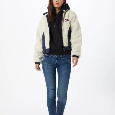 Bluza Tommy Jeans damska kangurka z kapturem czarna