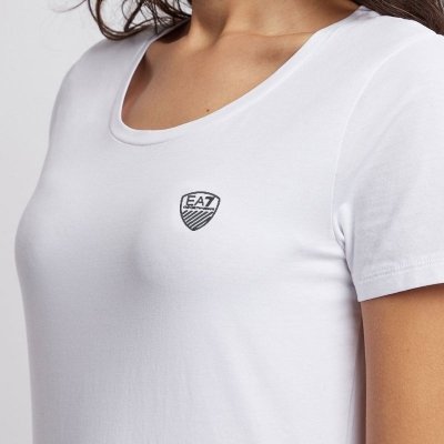 T-shirt Emporio Armani EA7 koszulka biała damska srebrne logo