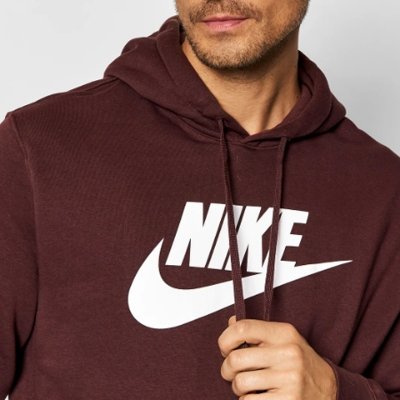Nike bluza męska kangurka bordowa z nadrukiem