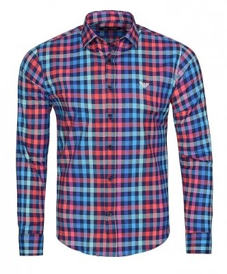 Koszula Armani Jeans w kolorową kratkę Slim Fit męska logo