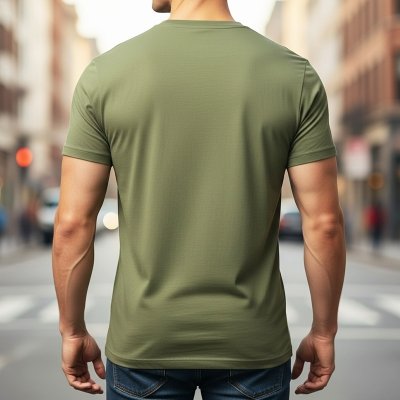 Aeronautica Militare t-shirt męski koszulka khaki z dekoldem V