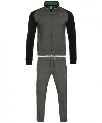 Komplet dresowy spodnie bluza Hugo Boss męski grafitowy bluza ze stójką