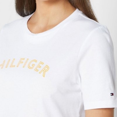 T-shirt Tommy Jeans koszulka bluzka damska biała duże żółte logo