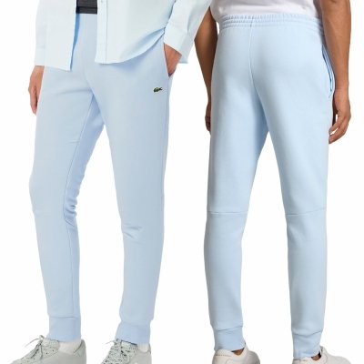 Lacoste komplet dresowy bawełniany błękitny męski spodnie bluza rozpinana z kołnierzykiem