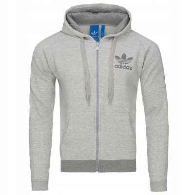 Adidas komplet dresowy bawełniany męski spodnie bluza z kapturem szary