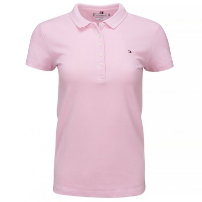 Polówka polo Tommy Hilfiger damska różowa Slim Fit małe logo bawełniana