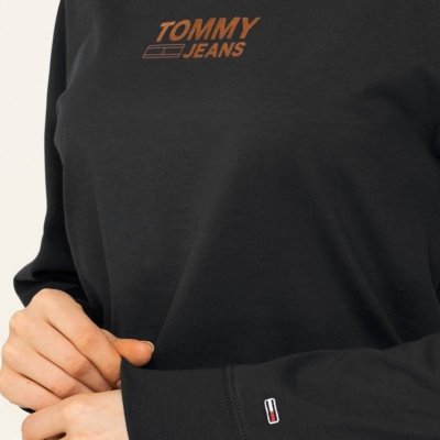 Longsleeve koszulka na długi rękaw Tommy Jeans czarna złote logo