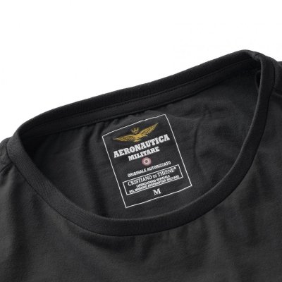 Aeronautica Militare t-shirt męski  koszulka czarny okrągły crew-neck