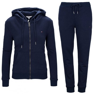 Tommy Hilfiger komplet dresowy granatowy damski spodnie bluza rozpinana z kapturem 