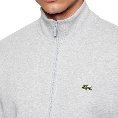 Bluza męska Lacoste szara bawełniana rozpinana z kołnierzykiem kieszenie zapinane na zamek