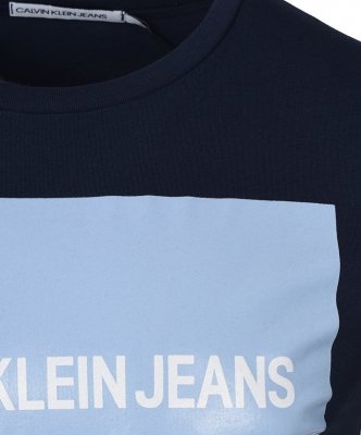 T-shirt koszulka Calvin Klein Jeans męska z okrągłym dekoldem duże logo granatowa
