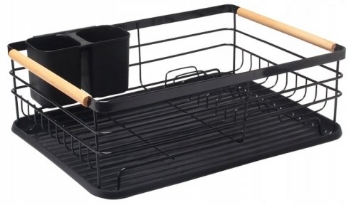 Kuchenna suszarka do naczyń z tacką ociekacz duża czarna