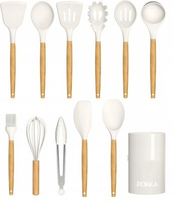 Zestaw 12 silikonowych akcesoriów kuchennych przybory kuchenne biały