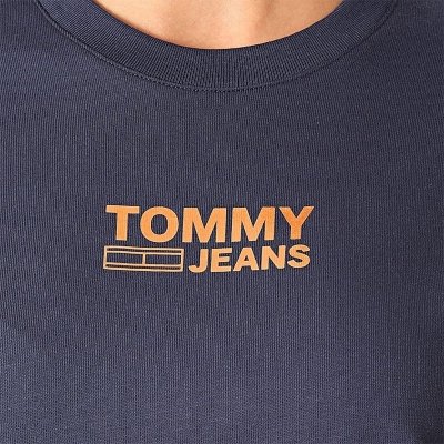 Longsleeve koszulka na długi rękaw Tommy Jeans granatowa złote logo