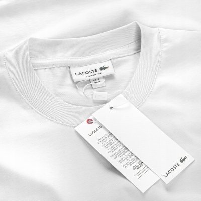 T-shirt koszulka Lacoste męska biała z okrągłym dekoldem bawełniana