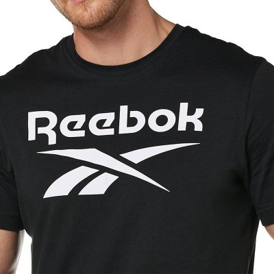 Reebok t-shirt czarny bawełniany męski koszulka duży napis
