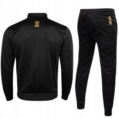 Komplet dresowy Emporio Armani EA7 męski spodnie bluza ze stójką czarny złote logo