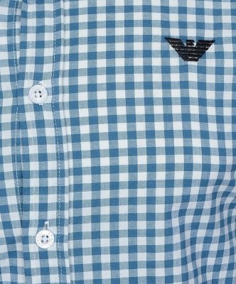 Koszula Armani Jeans niebieska w kratkę Slim Fit logo