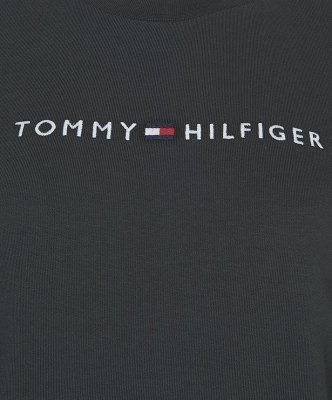 Bluza Tommy Hilfiger damska duże logo grafitowa bawełniana