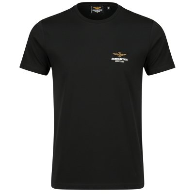 Aeronautica Militare t-shirt męski koszulka czarny okrągły crew-neck