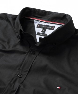 Koszula czarna Tommy Hilfiger Slim Fit męska logo