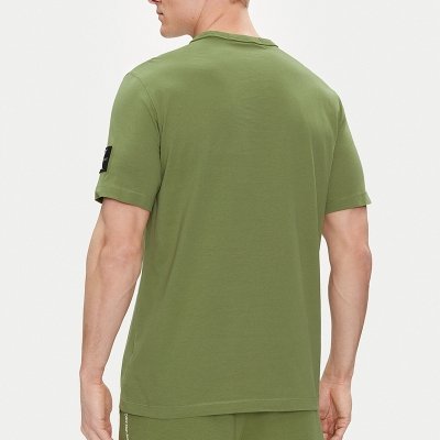 T-shirt Calvin Klein Jeans koszulka męska z okrągłym dekoldem zielona