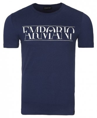 T-shirt Emporio Armani duże logo koszulka męska granatowa bawełniana