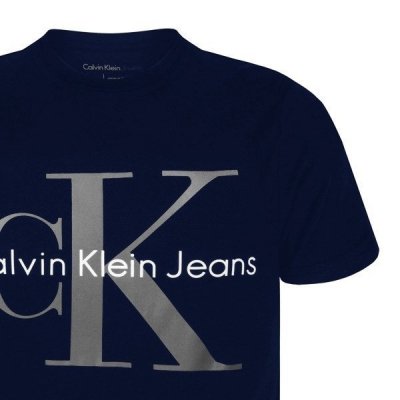 T-shirt koszulka Calvin Klein Jeans męska z okrągłym dekoldem granatowa
