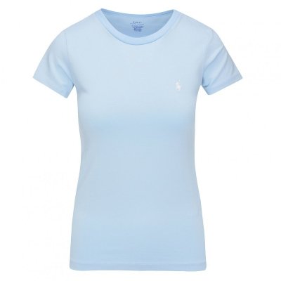 T-shirt damski Polo Ralph Lauren z okrągłym dekoldem błękitny
