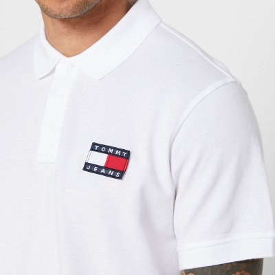 Polówka polo Tommy Jeans męska biała Slim Fit bawełniana