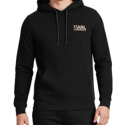 Bluza Karl Lagerfeld męska z kapturem czarna bawełniana złote logo