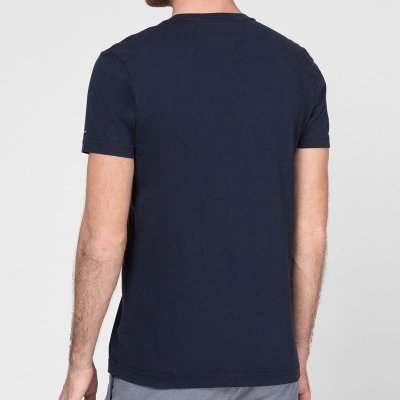 T-shirt Tommy Hilfiger koszulka męska z okrągłym dekoldem granatowa duże logo
