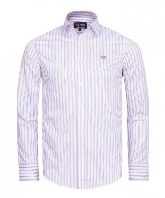 Koszula Armani Jeans w fioletowe paski Regular Fit logo