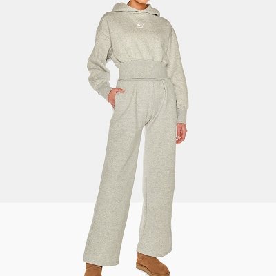 Puma dresowe spodnie damskie wysoki stan szare