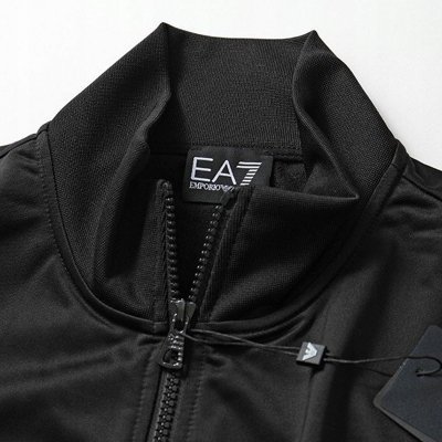 Komplet dresowy Emporio Armani EA7 męski spodnie bluza ze stójką czarny złote logo